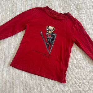 Polo by Ralph Lauren Kids Red Ski Bear Long Sleeve Tee